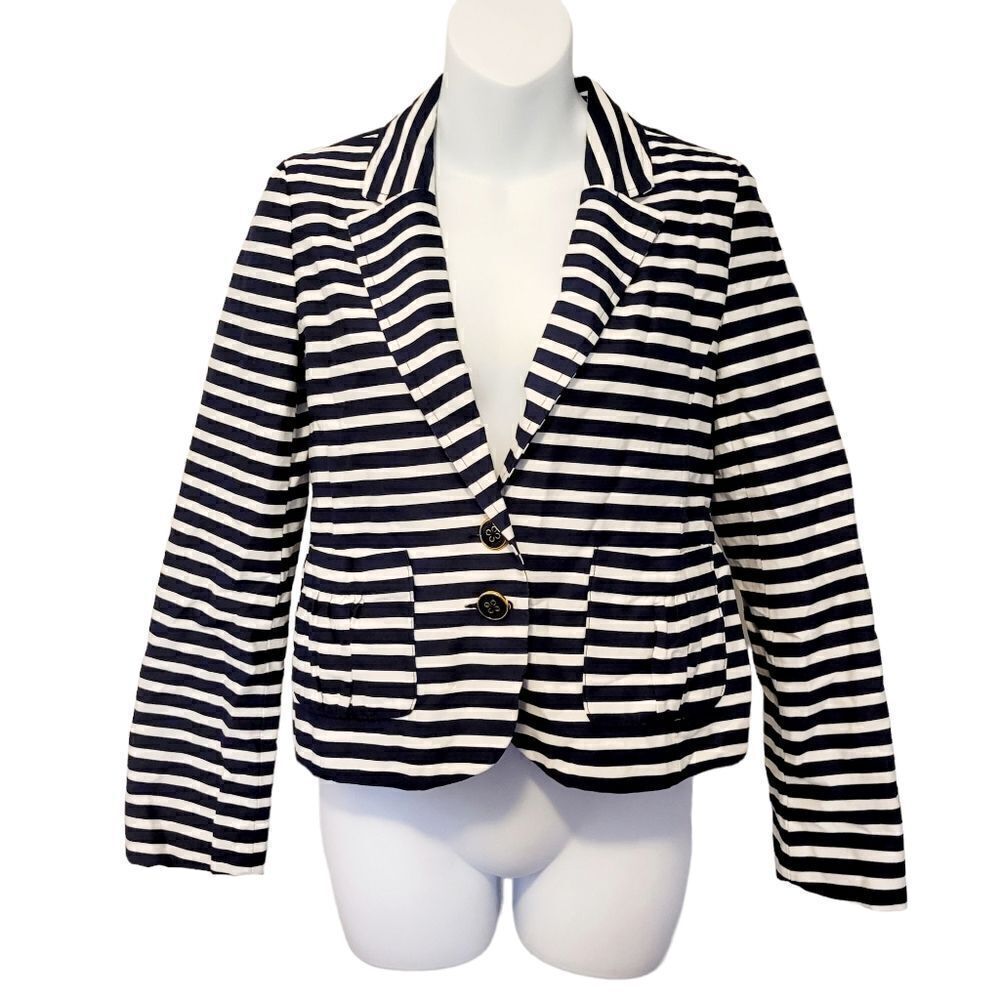 2/$20 Gap Kids Navy Blue & White Stripes Blazer Jacket Size: XXL youth